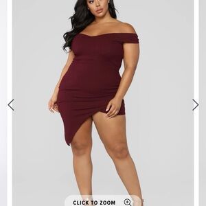 Elegant Off-Shoulder Burgundy Dress